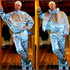 Shiny Silver Tracksuit Set XL puffer NOT included